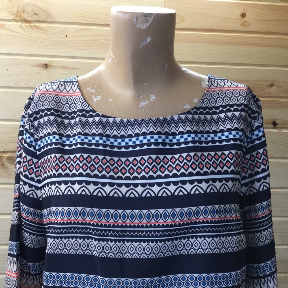 J Crew Midi Dress Long Sleeve Size 8 Geometric